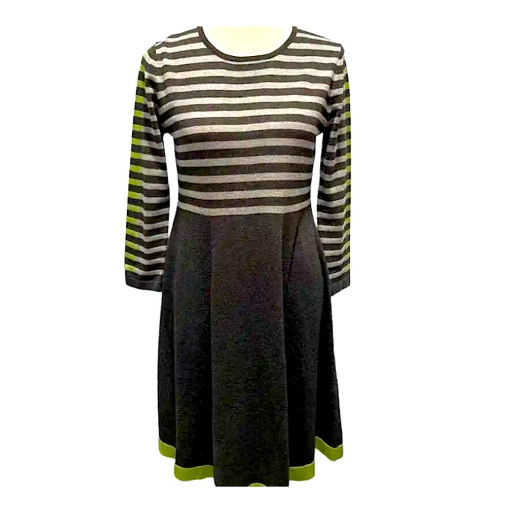 Eliza J Striped Long Sleeved Flare Dress - S